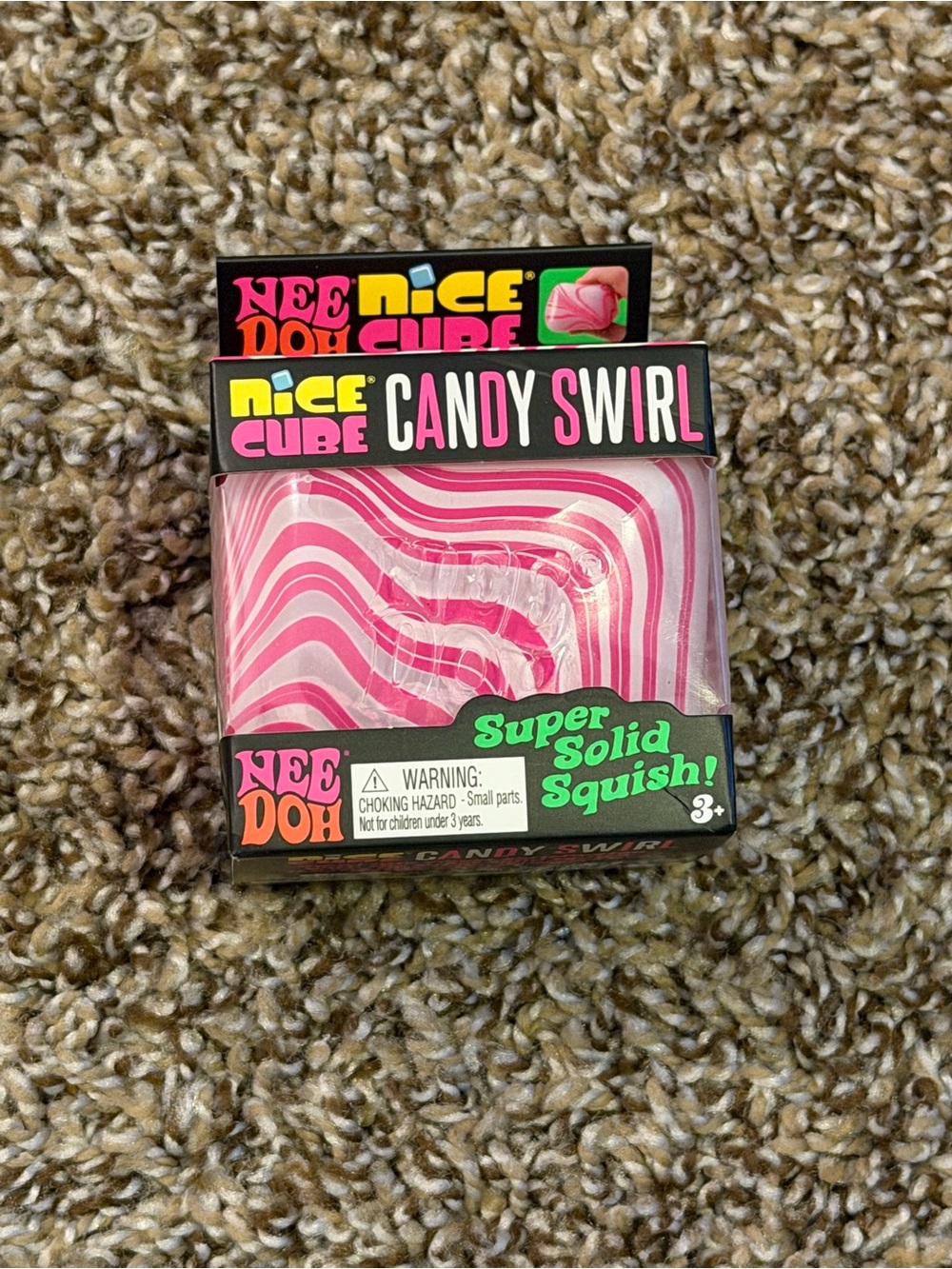 Needoh Nice Cube Candy Swirl Pink Super Solid Squish